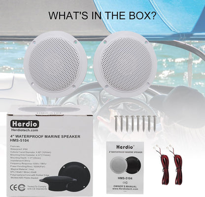 Herdio 4 Inch 160W Home In-Wall Ceiling Waterproof Speaker Surround Sound Speaker for Kitchen Bathroom Yacht Outdoor Theater