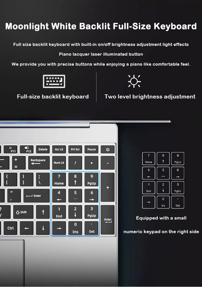 New 15.6 " Laptop Intel Core i9-9880H 32GB RAM 2TB SSD Ultra Slim Gaming Laptop 1920*1080 Windows 11 Office Study Home Use