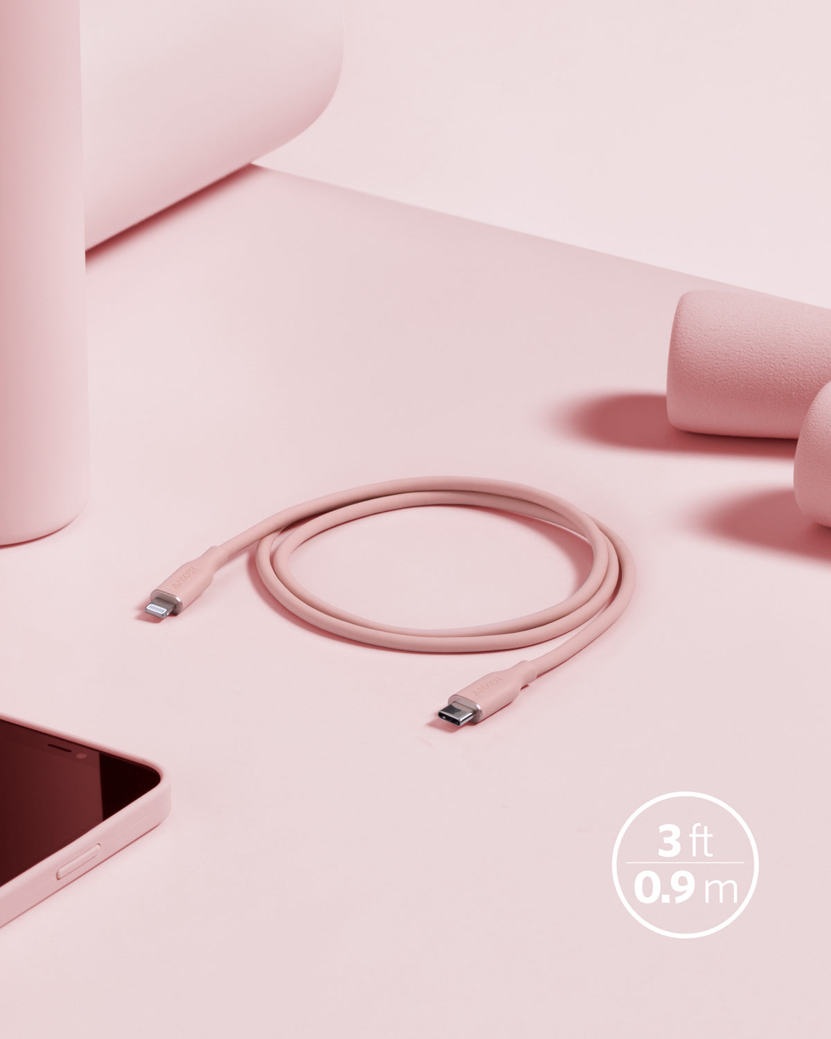 Anker USB-C to Lightning Cable (Flow, 3 ft Silicone)