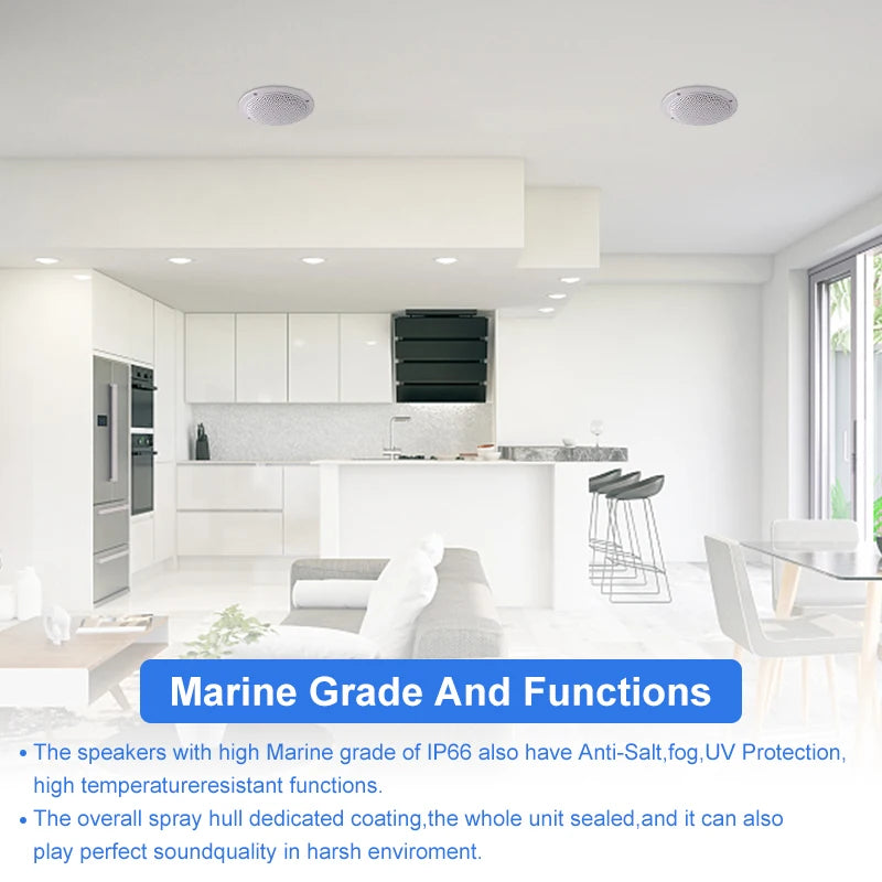 Herdio 4 Inch 160W Home In-Wall Ceiling Waterproof Speaker Surround Sound Speaker for Kitchen Bathroom Yacht Outdoor Theater