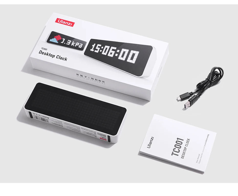 Ulanzi TC001 Smart Pixel Clock Youtube Followers Simultaneous Pixelated Message Display Smart Desktop Clock