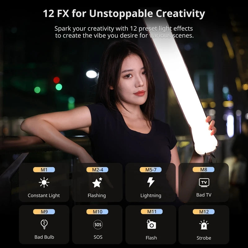 Ulanzi UA20 20W Bi-Color Inflatable Tube Light Wand Stick Foldable LED Video Light for Broadcasters Photography Live Streaming