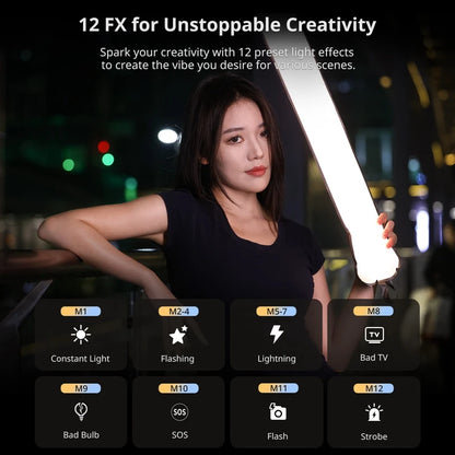 Ulanzi UA20 20W Bi-Color Inflatable Tube Light Wand Stick Foldable LED Video Light for Broadcasters Photography Live Streaming