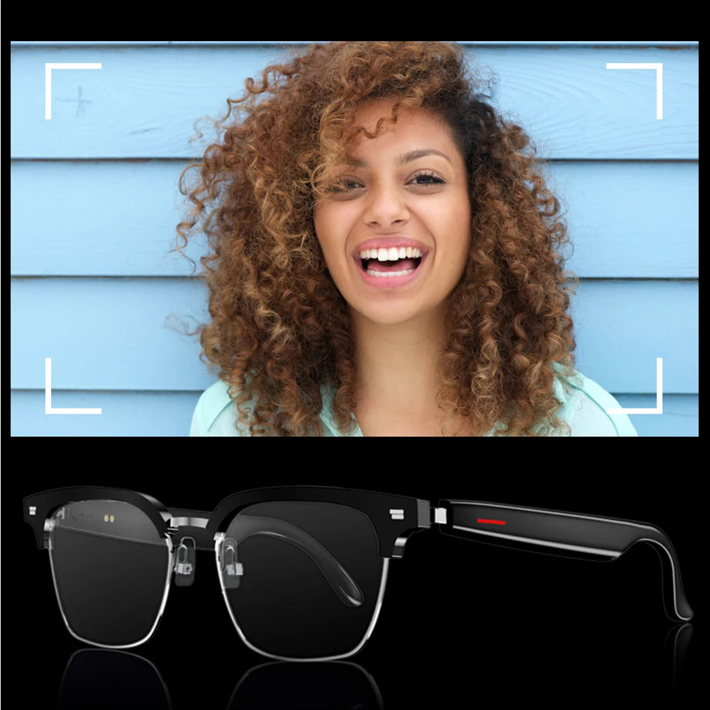 Camera Glasses Remote Shooting Outdoor Sport Glasses with Camera Open Ear Sound Mic & Speakers Wearable Eyeglass for Men & Woman