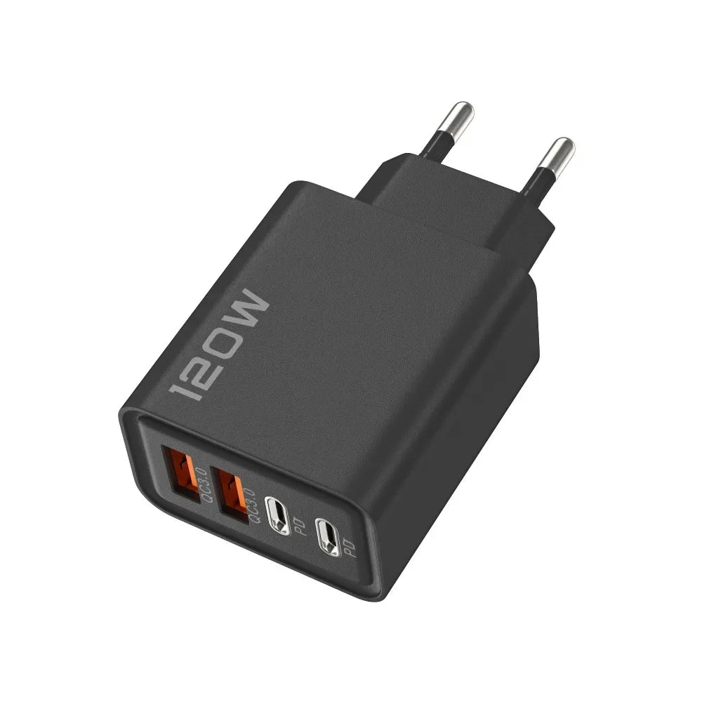 Total 120W Phone Charger Fast Charging Quick Charger PD USB Type C Wall Adapter For iPhone 16 15 Xiaomi 14 Huawei Redmi Oneplus