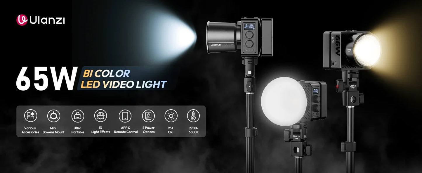 Ulanzi UA20 20W Bi-Color Inflatable Tube Light Wand Stick Foldable LED Video Light for Broadcasters Photography Live Streaming
