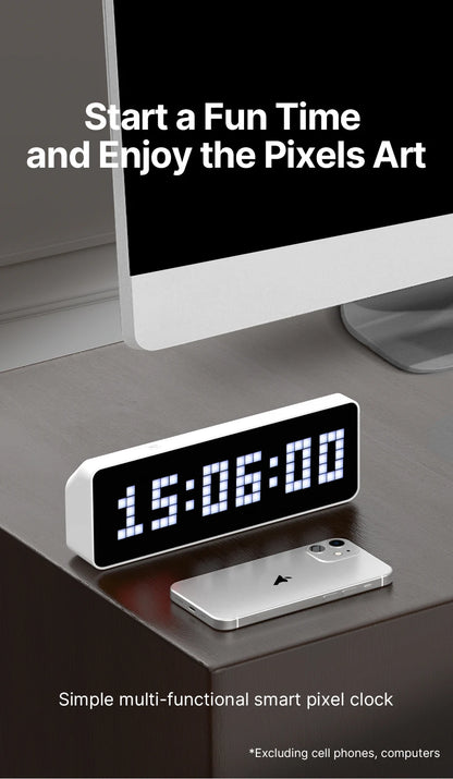 Ulanzi TC001 Smart Pixel Clock Youtube Followers Simultaneous Pixelated Message Display Smart Desktop Clock
