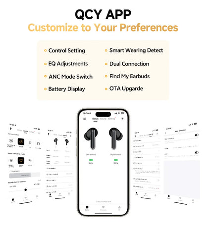 QCY MeloBuds Pro ANC Wireless Earphones 46dB Active Noise Cancellation Earbud Bluetooth 5.3 Hi-Res Audio with LDAC Headphones