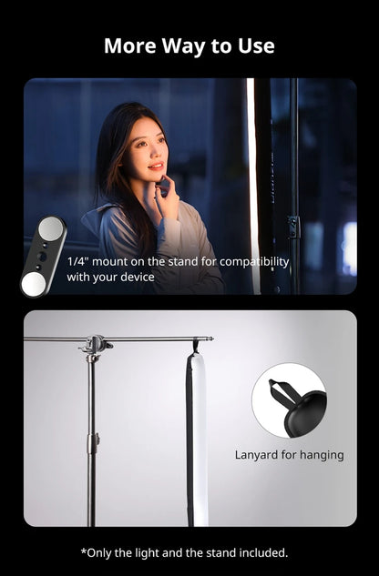 Ulanzi UA20 20W Bi-Color Inflatable Tube Light Wand Stick Foldable LED Video Light for Broadcasters Photography Live Streaming