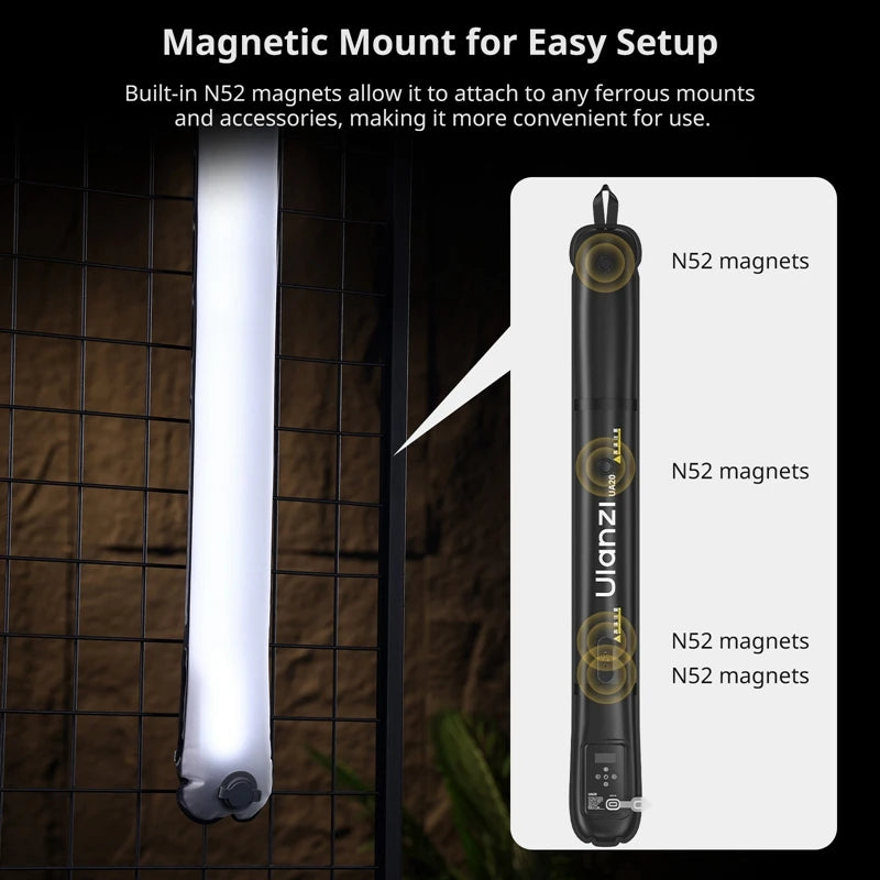Ulanzi UA20 20W Bi-Color Inflatable Tube Light Wand Stick Foldable LED Video Light for Broadcasters Photography Live Streaming