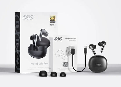 QCY MeloBuds Pro ANC Wireless Earphones 46dB Active Noise Cancellation Earbud Bluetooth 5.3 Hi-Res Audio with LDAC Headphones