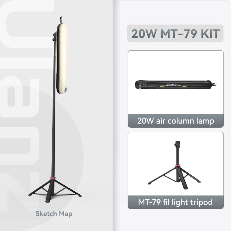 Ulanzi UA20 20W Bi-Color Inflatable Tube Light Wand Stick Foldable LED Video Light for Broadcasters Photography Live Streaming