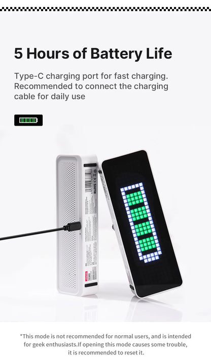 Ulanzi TC001 Smart Pixel Clock Youtube Followers Simultaneous Pixelated Message Display Smart Desktop Clock