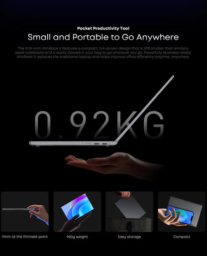 CHUWI Touch Screen Laptop MiniBook X 2-in-1 Laptop Intel N150 512GB ROM 16GB LPDDR5 10.51" 2K FHD IPS Windows 11 Work Notebook