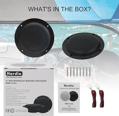 Herdio 4 Inch 160W Home In-Wall Ceiling Waterproof Speaker Surround Sound Speaker for Kitchen Bathroom Yacht Outdoor Theater