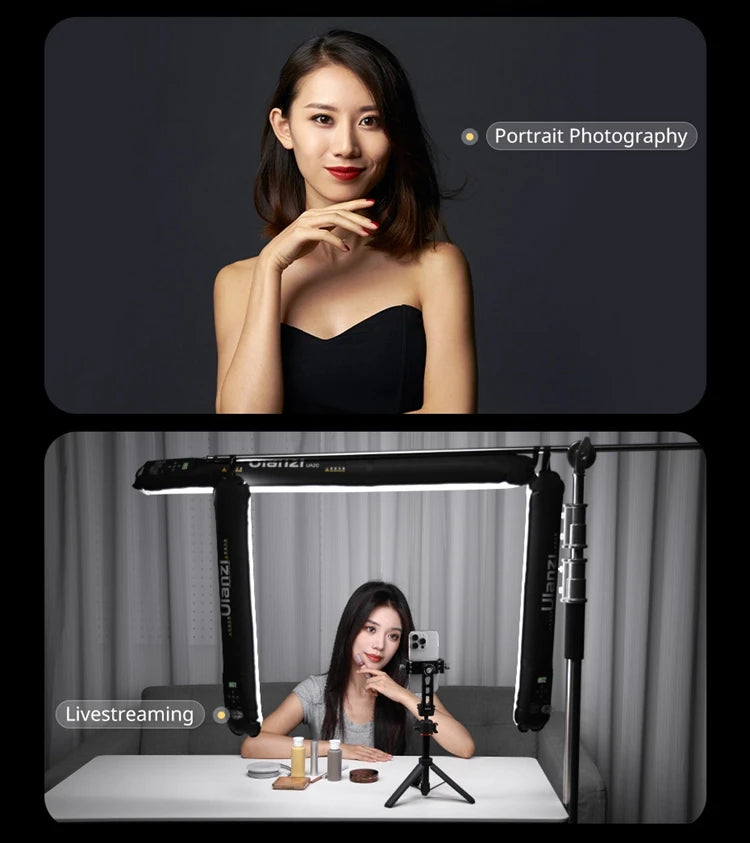 Ulanzi UA20 20W Bi-Color Inflatable Tube Light Wand Stick Foldable LED Video Light for Broadcasters Photography Live Streaming