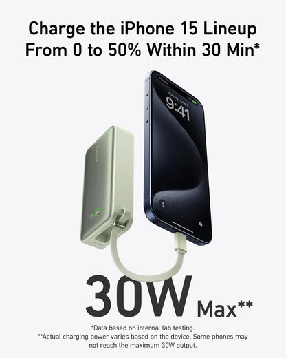 Anker Nano Power Bank (30W, Built-In USB-C Cable)